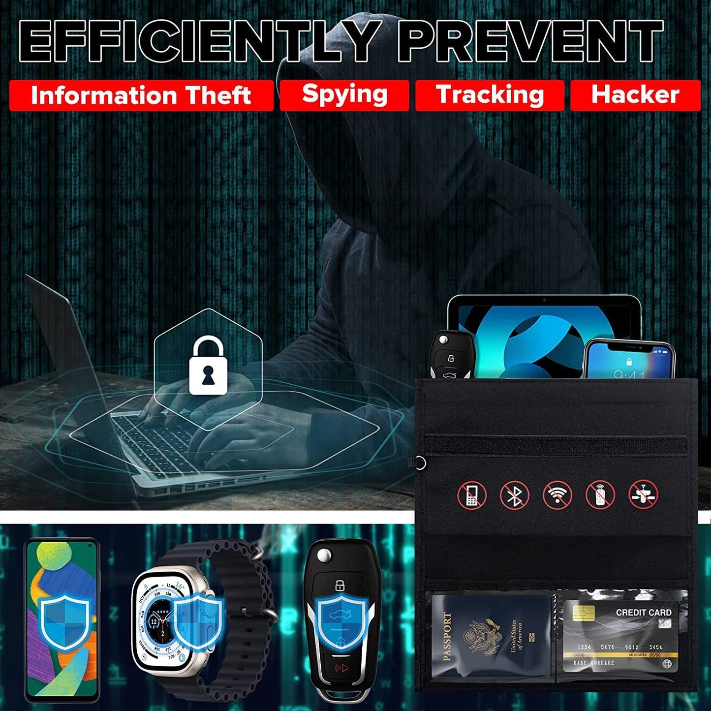 Mobile Phone Anti-radiation Signal Shielding Bag Car Key Protector